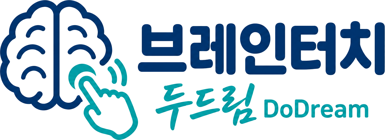 Korean combined trademark specimen with the brain-and-touch symbol, 브레인터치 and 두드림 DoDream