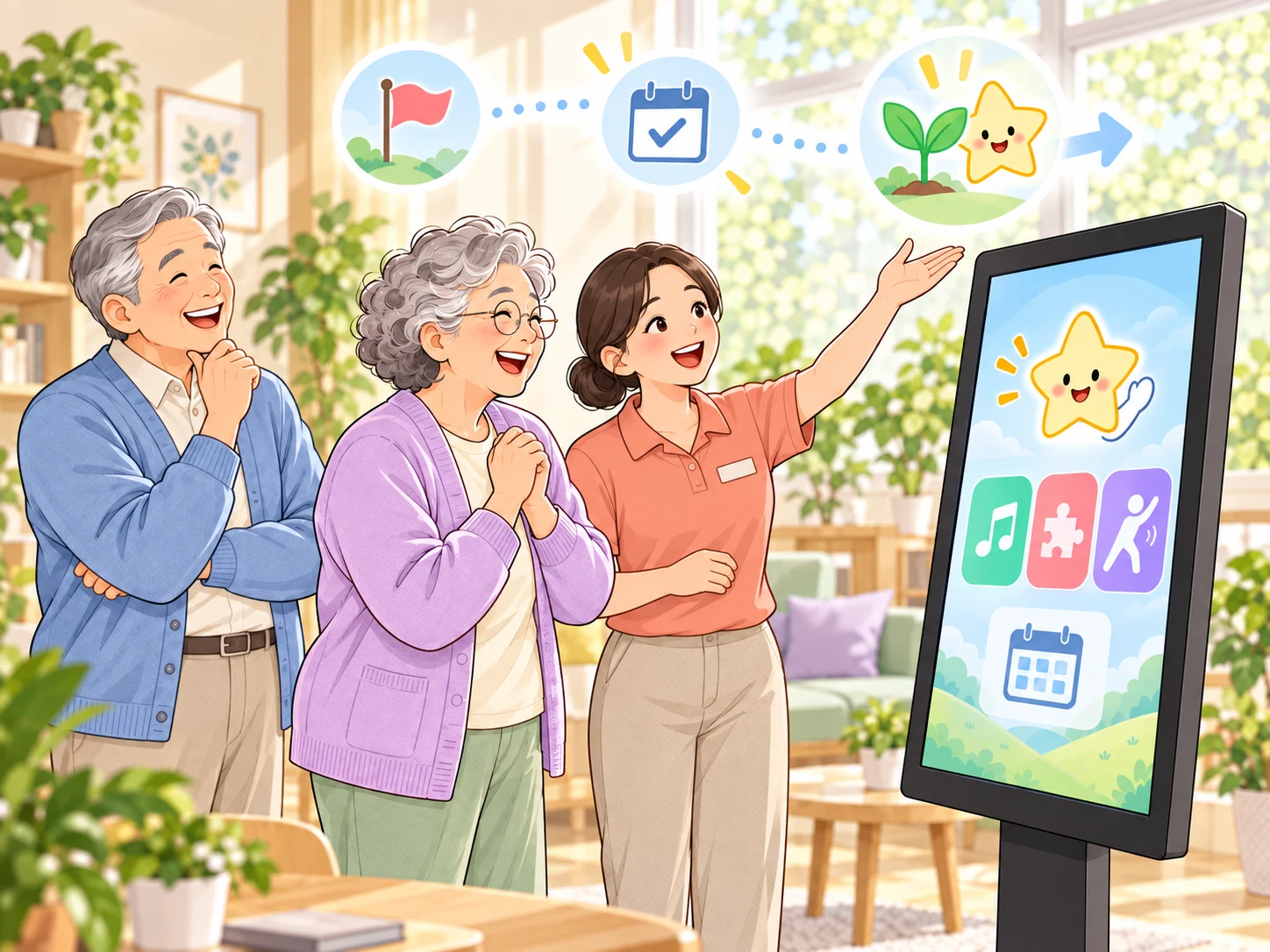 Check-ins and result reviews inform the next activity plan.